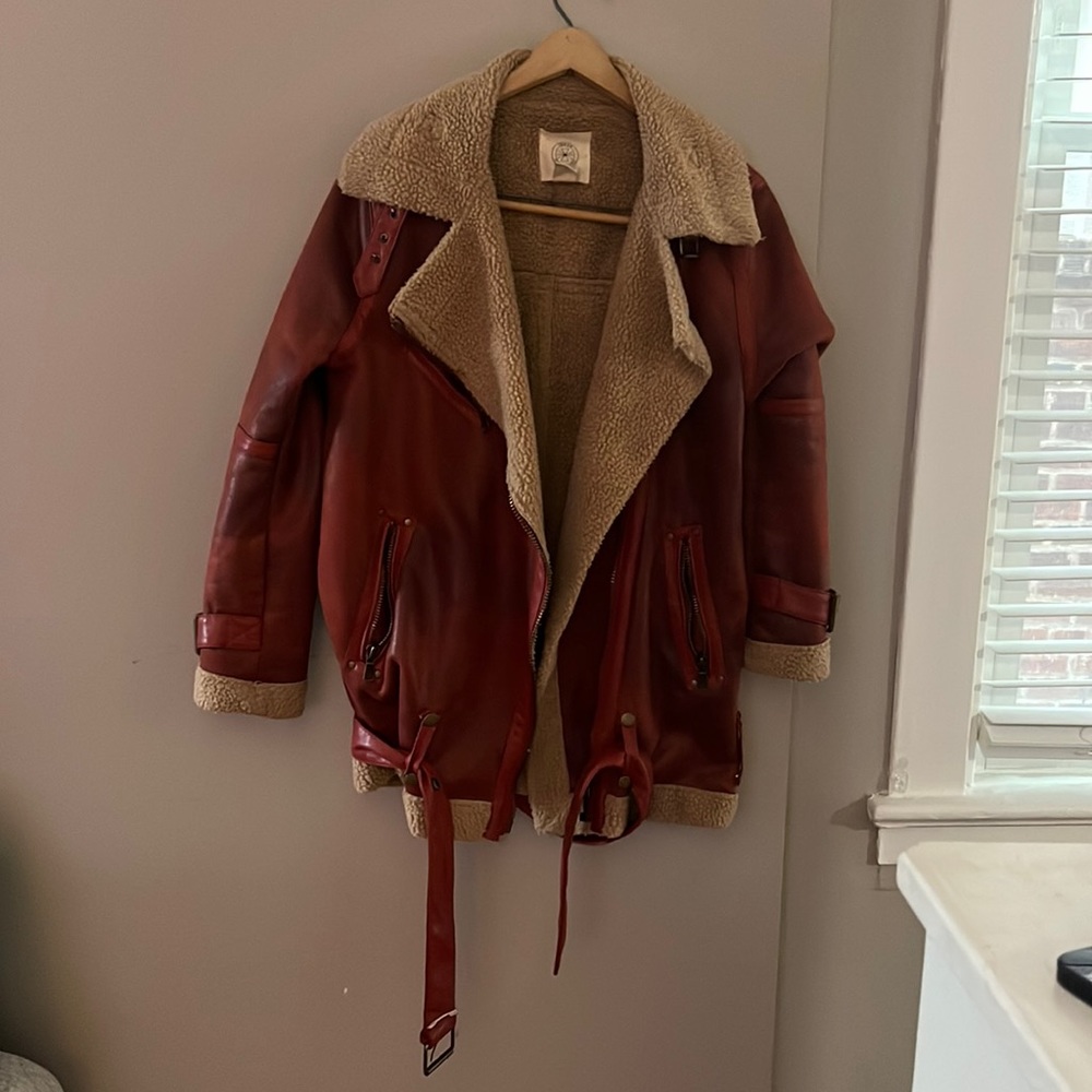 Super trendy urban outfitters faux leather motto jacket size small